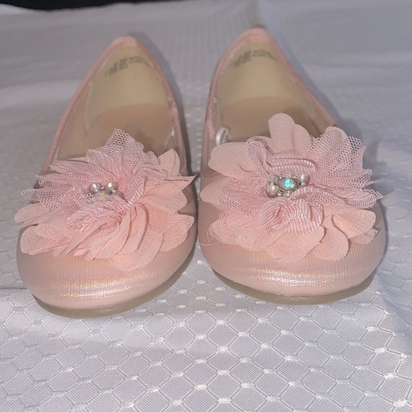 Worn once inside! Pink w/ toile and diamond accents in the flowers, rubber soles - Picture 6 of 7